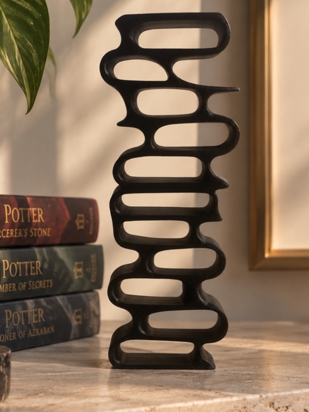 Black Abstract Sculpture | MINI Modern Bookshelf Decor | 3D Printed Art